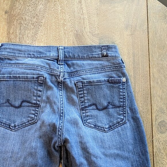 7 For All Mankind Gwenevere Medium Wash Distressed Low Rise Blue Jeans, Size 25 - Picture 10 of 10